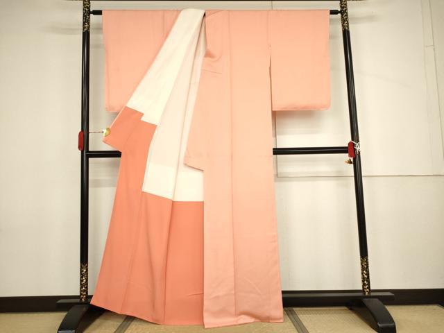 平和屋着物●上質な色無地　花唐草地紋　薄紅色　正絹　逸品　未使用　AABJ3801cs