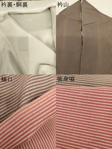 平和屋着物●江戸小紋　片身替わり　竹縞　正絹　逸品　AABJ3803cs