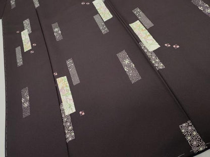 平和屋着物●上質な小紋　型染め　色紙重ね草花文　正絹　逸品　未使用　AABJ3805cs