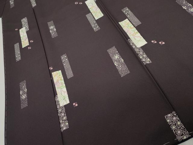 平和屋着物●上質な小紋　型染め　色紙重ね草花文　正絹　逸品　未使用　AABJ3805cs