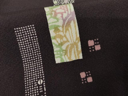 平和屋着物●上質な小紋　型染め　色紙重ね草花文　正絹　逸品　未使用　AABJ3805cs