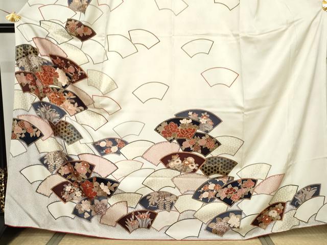 平和屋着物●訪問着　刺繍　地紙草花文　金彩　正絹　逸品　未使用　AABJ3806cs