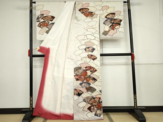 平和屋着物●訪問着　刺繍　地紙草花文　金彩　正絹　逸品　未使用　AABJ3806cs
