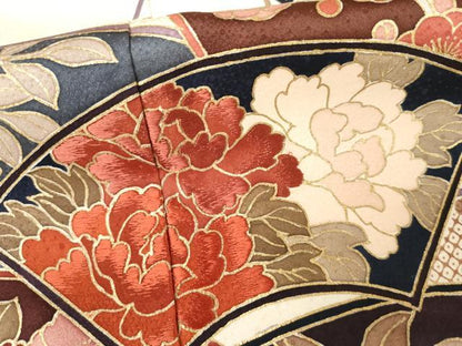 平和屋着物●訪問着　刺繍　地紙草花文　金彩　正絹　逸品　未使用　AABJ3806cs