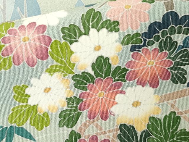 平和屋着物●手描友禅　奥田秀水　訪問着　松竹梅風景文　暈し染め　正絹　逸品　AABJ3808cs