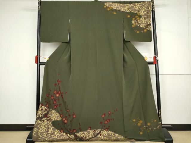 平和屋着物●訪問着　流水に枝梅　金彩　正絹　逸品　AABJ3810cs
