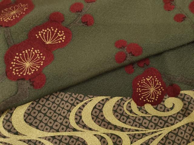 平和屋着物●訪問着　流水に枝梅　金彩　正絹　逸品　AABJ3810cs