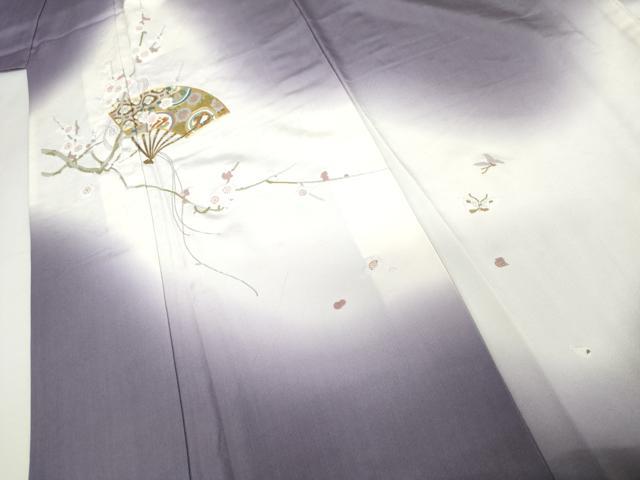 平和屋着物●中国三大刺繍　相良刺繍　総刺繍　訪問着　作家物　扇面吉祥花蝶文　暈し染め　金糸　正絹　逸品　AABJ3812cs