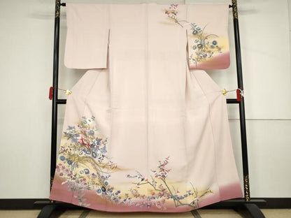平和屋着物●訪問着　枝花文　暈し染め　金彩　正絹　逸品　AABJ3815cs