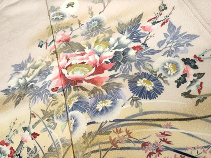 平和屋着物●訪問着　枝花文　暈し染め　金彩　正絹　逸品　AABJ3815cs