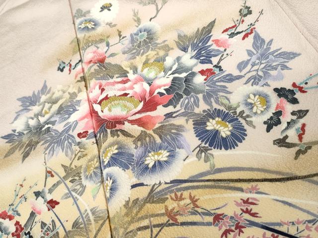 平和屋着物●訪問着　枝花文　暈し染め　金彩　正絹　逸品　AABJ3815cs