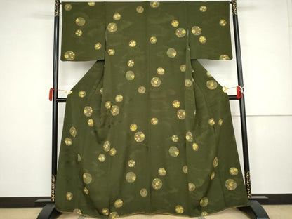 平和屋着物●上質な小紋　雪輪草花文　金彩　正絹　逸品　未使用　AABJ3816cs