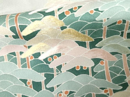 平和屋着物●豪華色留袖　友禅　作家物　刺繍　樹林文　ロング丈　正絹　逸品　AABJ3817cs