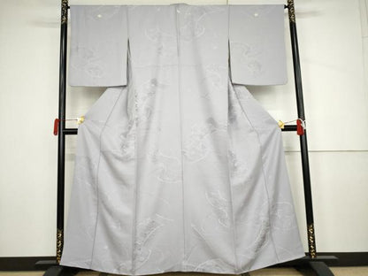 平和屋着物●上質な色無地　絵巻御所車地紋　藤色　正絹　逸品　AABJ3821cs