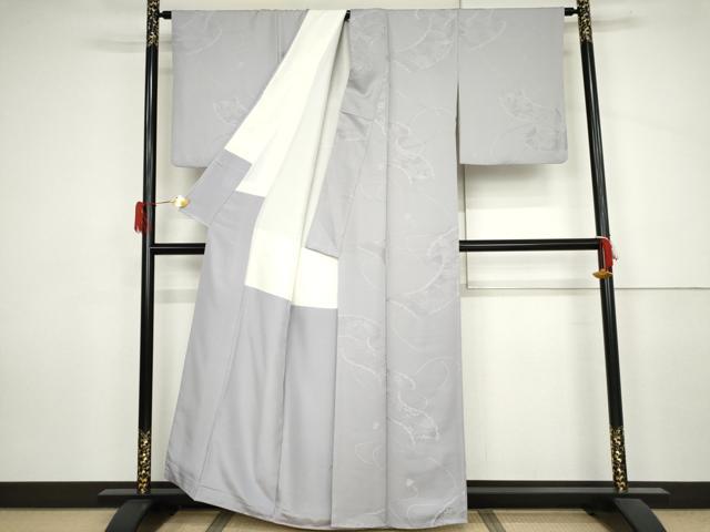 平和屋着物●上質な色無地　絵巻御所車地紋　藤色　正絹　逸品　AABJ3821cs