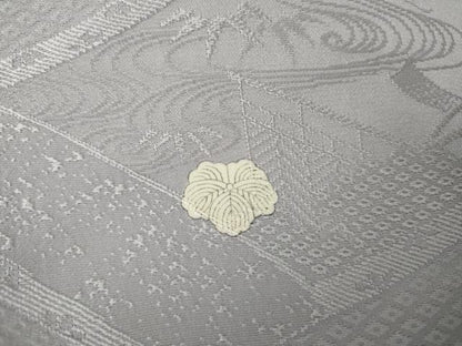 平和屋着物●上質な色無地　絵巻御所車地紋　藤色　正絹　逸品　AABJ3821cs