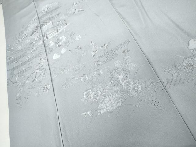 平和屋着物●総刺繍　中国三大刺繍　スワトウ刺繍　汕頭刺繍　無地絵羽訪問着　松竹梅風景文　淡藤色地　正絹　逸品　AABJ3825cs