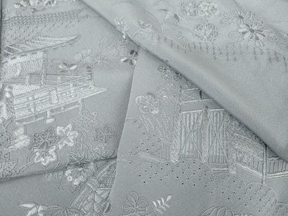 平和屋着物●総刺繍　中国三大刺繍　スワトウ刺繍　汕頭刺繍　無地絵羽訪問着　松竹梅風景文　淡藤色地　正絹　逸品　AABJ3825cs
