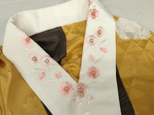 平和屋着物●振袖用長襦袢　無双仕立て　絞り　舞梅　金彩　半衿刺繍　正絹　逸品　AABJ3826cs
