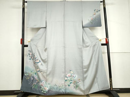 平和屋着物●訪問着　手描き　枝花文　暈し染め　正絹　逸品　AABJ3828cs