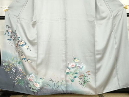 平和屋着物●訪問着　手描き　枝花文　暈し染め　正絹　逸品　AABJ3828cs