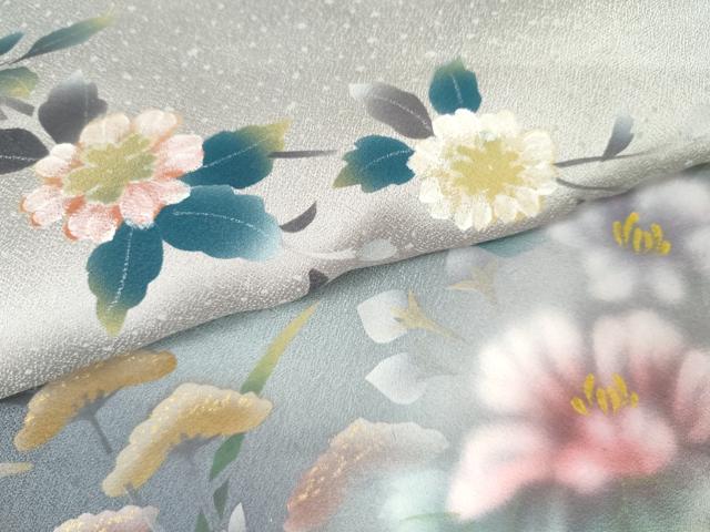平和屋着物●訪問着　手描き　枝花文　暈し染め　正絹　逸品　AABJ3828cs