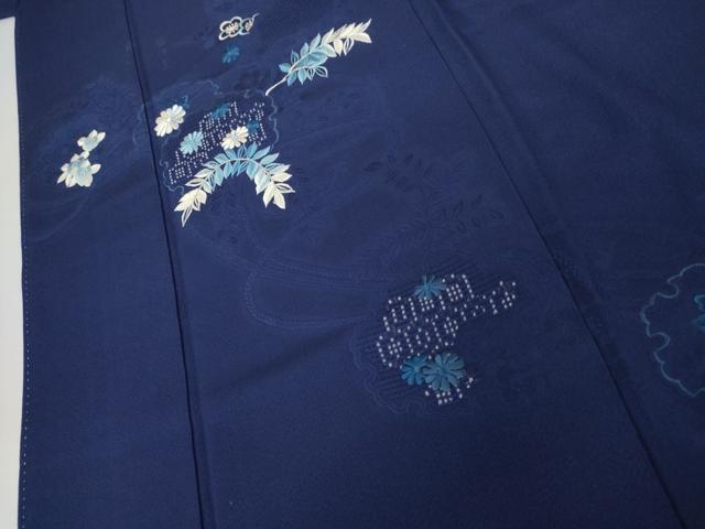 平和屋着物●中国三大刺繍　汕頭刺繍　スワトウ刺繍　訪問着　雪輪草花文　銀糸　正絹　逸品　AABJ3829cs
