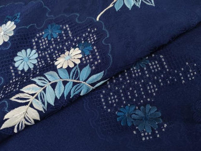 平和屋着物●中国三大刺繍　汕頭刺繍　スワトウ刺繍　訪問着　雪輪草花文　銀糸　正絹　逸品　AABJ3829cs