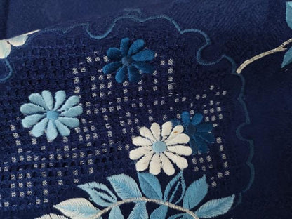 平和屋着物●中国三大刺繍　汕頭刺繍　スワトウ刺繍　訪問着　雪輪草花文　銀糸　正絹　逸品　AABJ3829cs