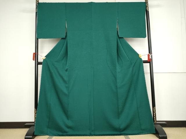 平和屋着物●上質な色無地　草花地紋　鉄色　ロング丈　正絹　逸品　未使用　AABJ3831cs