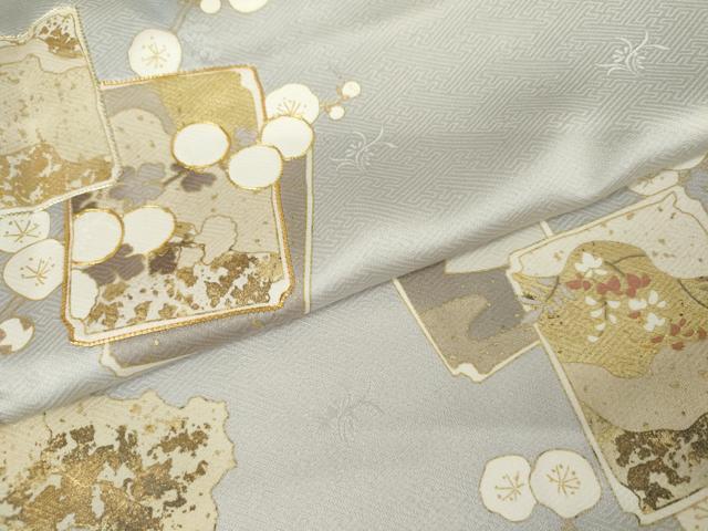平和屋着物●訪問着　駒刺繍　色紙重ね枝梅文　金彩　正絹　逸品　AABJ3832cs