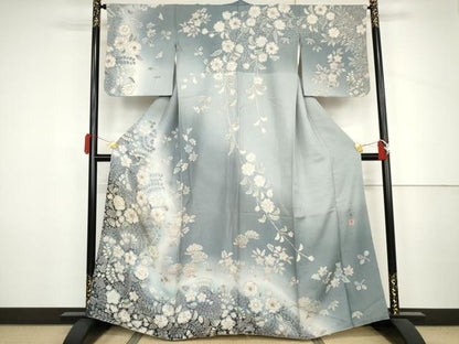 平和屋着物●吉乃一廉　幻の辻が花　訪問着　辻が花　暈し染め　銀通し地　正絹　逸品　AABJ3836cs