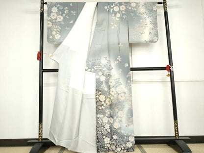 平和屋着物●吉乃一廉　幻の辻が花　訪問着　辻が花　暈し染め　銀通し地　正絹　逸品　AABJ3836cs