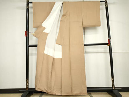 平和屋着物●上質な色無地　花尽くし地紋　雄黄色　正絹　逸品　AABJ3837cs