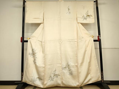 平和屋着物●訪問着　鶴　風景文　暈し染め　正絹　逸品　AABJ3838cs