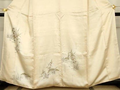 平和屋着物●訪問着　鶴　風景文　暈し染め　正絹　逸品　AABJ3838cs
