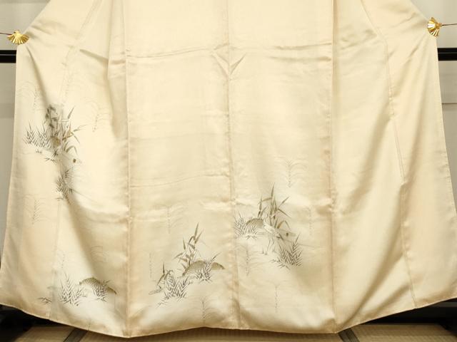 平和屋着物●訪問着　鶴　風景文　暈し染め　正絹　逸品　AABJ3838cs