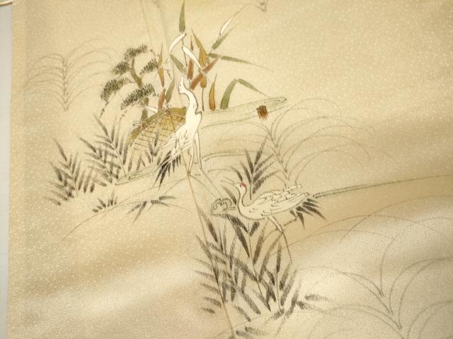 平和屋着物●訪問着　鶴　風景文　暈し染め　正絹　逸品　AABJ3838cs