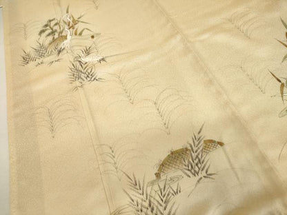 平和屋着物●訪問着　鶴　風景文　暈し染め　正絹　逸品　AABJ3838cs