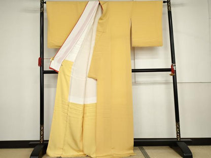 平和屋着物●上質な色無地　花葉色　鬼しぼ縮緬　正絹　逸品　AABJ3839cs