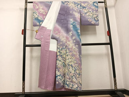 平和屋着物●越後十日町の一流染匠　桐屋・翠山工房　徳永憲峯　訪問着　辻が花　絞り　暈し染め　金彩　銀通し地　正絹　逸品　AABJ3842ph