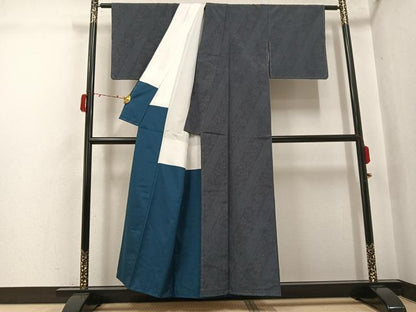 平和屋着物●本塩沢　110亀甲　舞花文　正絹　逸品　未使用　AABJ3843ph