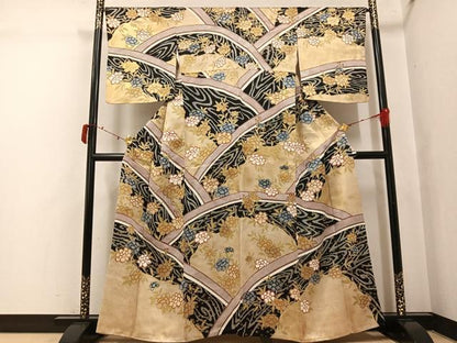 平和屋着物●訪問着　草花文　金彩　正絹　逸品　AABJ3850ph