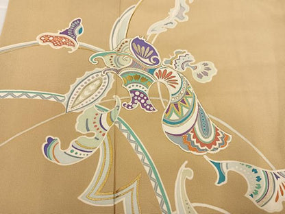 平和屋着物●訪問着　洋花文　金彩　正絹　逸品　AABJ3851ph