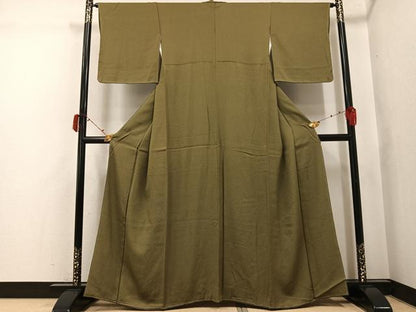 平和屋着物●上質な色無地　草木染　肥後煤竹色　正絹　逸品　未使用　AABJ3852ph