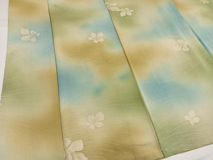 平和屋着物●上質な小紋　地紋起こし　舞葉文　暈し染め　正絹　逸品　AABJ3854ph