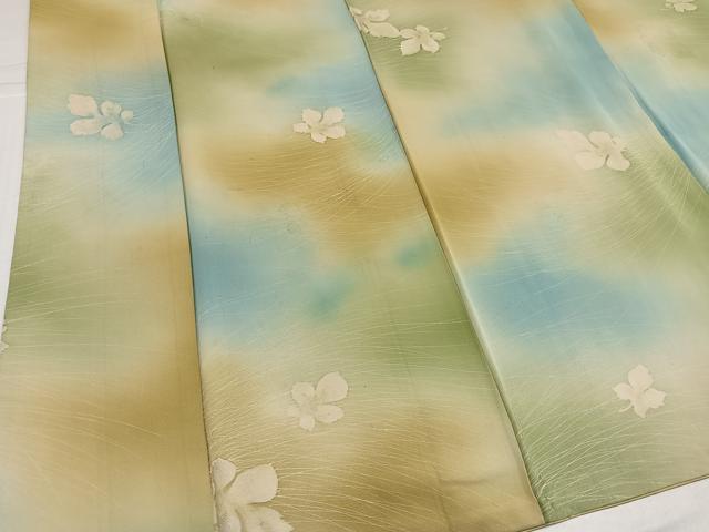 平和屋着物●上質な小紋　地紋起こし　舞葉文　暈し染め　正絹　逸品　AABJ3854ph