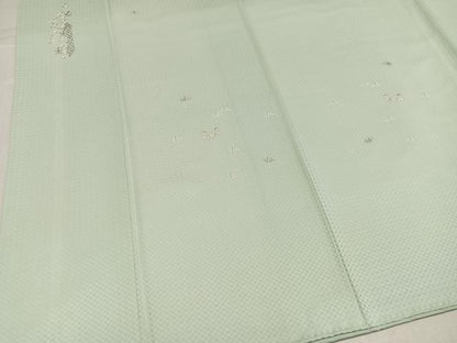 平和屋着物●上質な小紋　総刺繍　草花文　金糸　正絹　逸品　AABJ3856ph