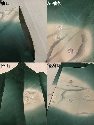 平和屋着物●上質な小紋　地紋起こし　紅白梅　暈し染め　正絹　逸品　AABJ3859ph