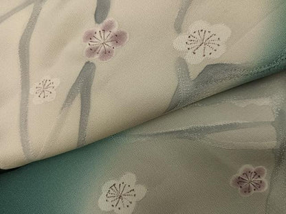 平和屋着物●上質な小紋　地紋起こし　紅白梅　暈し染め　正絹　逸品　AABJ3859ph
